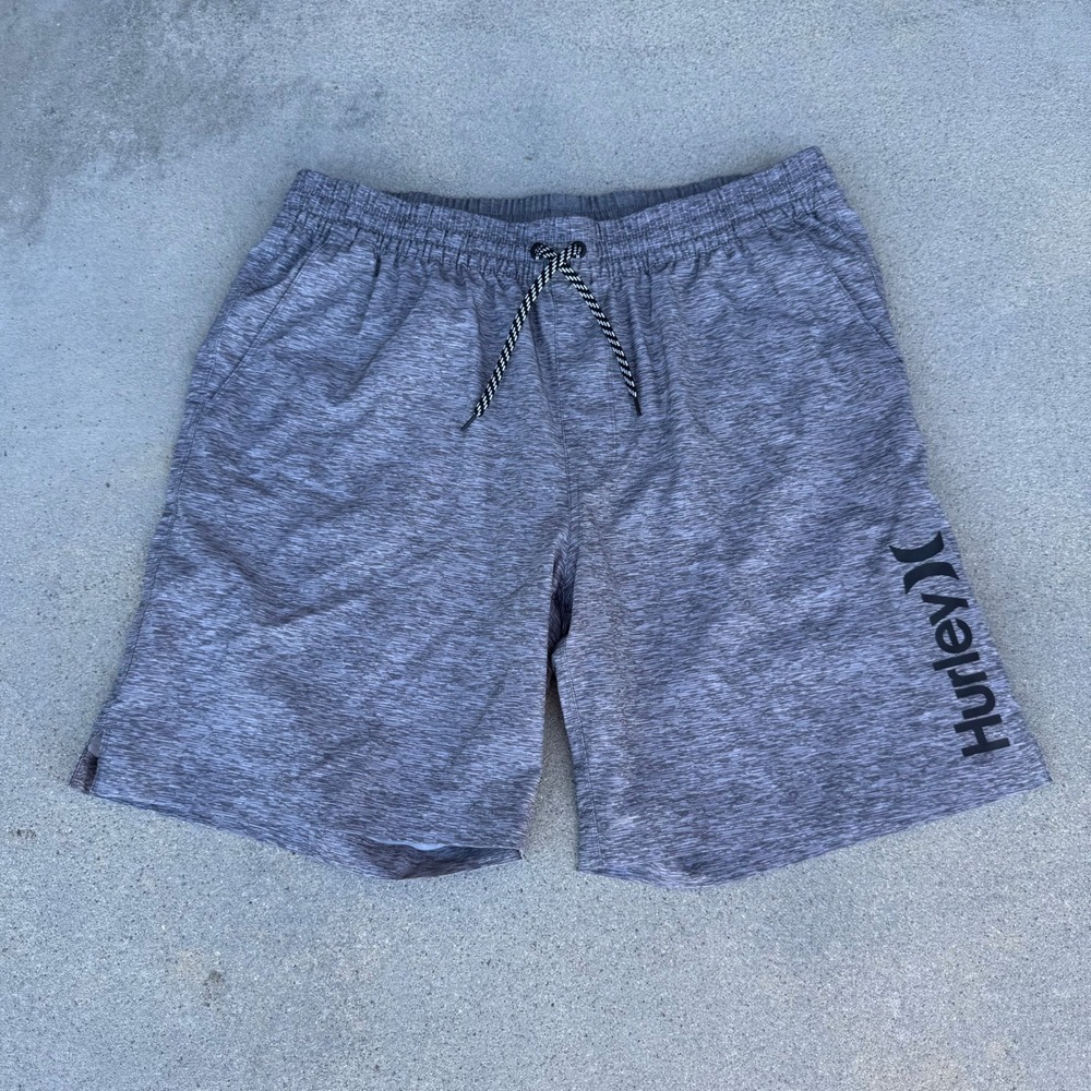 Hurley Men Shorts Grey Space Dye Elastic Waist XL‎